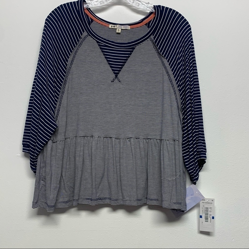 Jolt Size XL Navy Blue/White Striped Long Sleeve Top NWT NEW